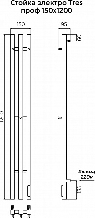 Стойка электро ТРЭ (TRES) проф 1200 КС 9005 матовый TERMINUS Севастополь - фото 3