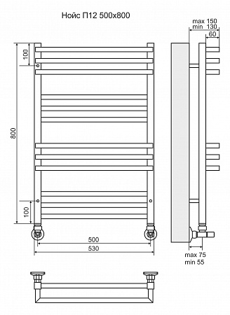 Нойс П12 500х800 Полотенцесушитель  TERMINUS Севастополь - фото 3