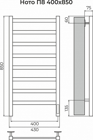 Ното П8 400х850 Электро (quick touch) Полотенцесушитель TERMINUS Севастополь - фото 3
