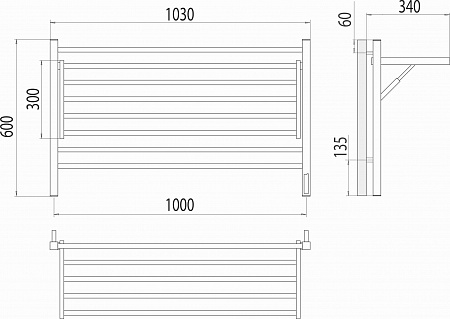 Горизонт П8 1000х600 электро КС ЧЕРНЫЙ МУАР (sensor quick touch) Полотенцесушитель TERMINUS Севастополь - фото 5